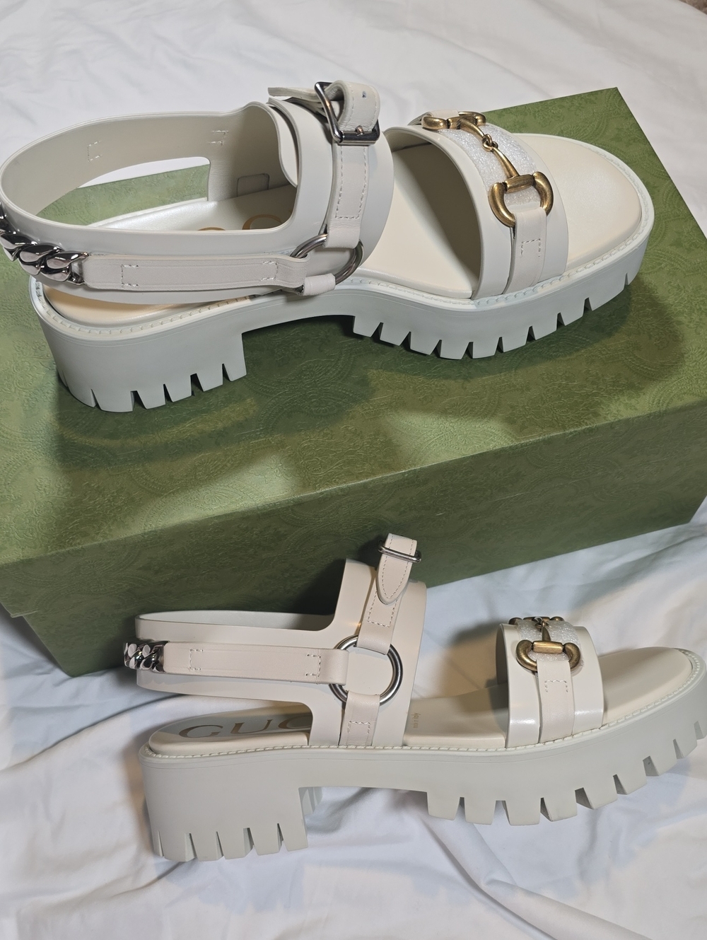 Gucci Bria Horsebit Leather Sandals